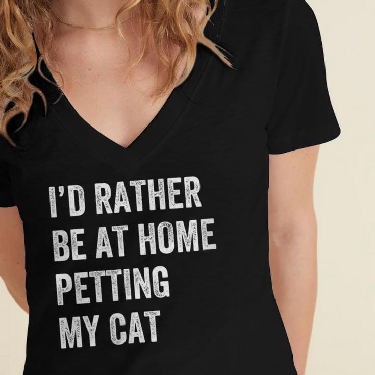 Cat Owner Introvert Stay Home Rather Pet Cat Women's Jersey Short Sleeve Deep V-Neck Tshirt Cat Owner Introvert Stay Home Rather Pet Cat Women's Jersey Short Sleeve Deep V-Neck Tshirt