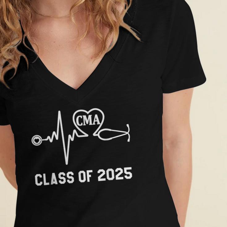 Certified Medical Assistant CMA Graduation Class Of 2025 Women's Jersey Short Sleeve Deep V-Neck Tshirt