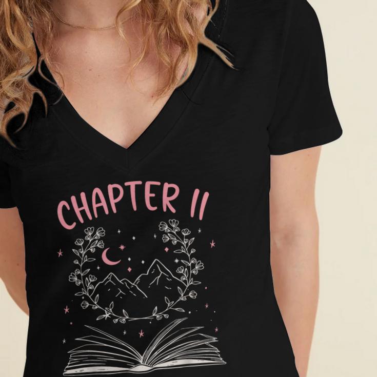 Chapter 11 Birthday Reading Book Lovers 11 Year Old Women's Jersey Short Sleeve Deep V-Neck Tshirt