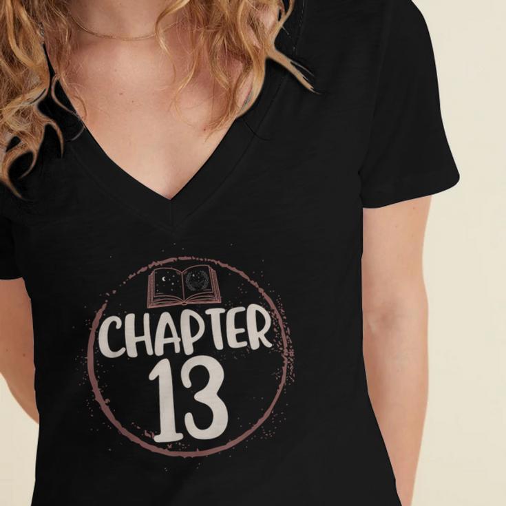 Chapter 13 Birthday Shirt Girls Women Book Lovers To Read Women's Jersey Short Sleeve Deep V-Neck Tshirt