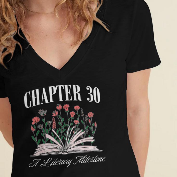 Chapter 30 A Literary Milestone Book Lover Hello 30 Women's Jersey Short Sleeve Deep V-Neck Tshirt Chapter 30 A Literary Milestone Book Lover Hello 30 Women's Jersey Short Sleeve Deep V-Neck Tshirt