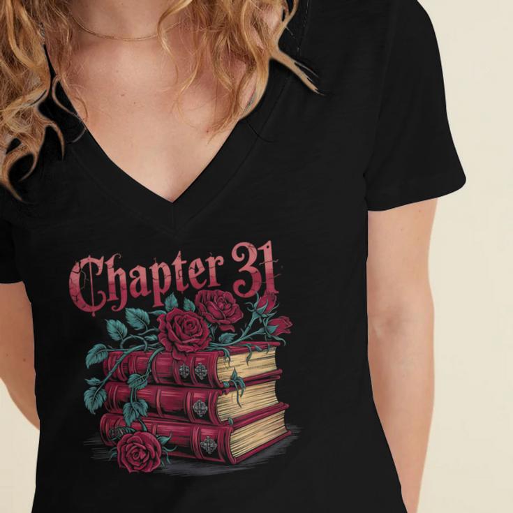 Chapter 31 Gothic 31st Birthday Book Lover Dark Romance Women's Jersey Short Sleeve Deep V-Neck Tshirt