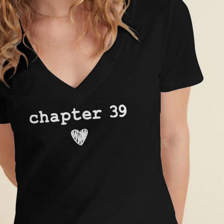Chapter 39 Book Lovers Readers & Authors 39th Birthday Women's Jersey Short Sleeve Deep V-Neck Tshirt