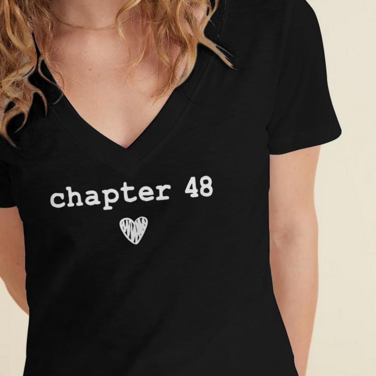 Chapter 48 Book Lovers Readers & Authors 48th Birthday Women's Jersey Short Sleeve Deep V-Neck Tshirt
