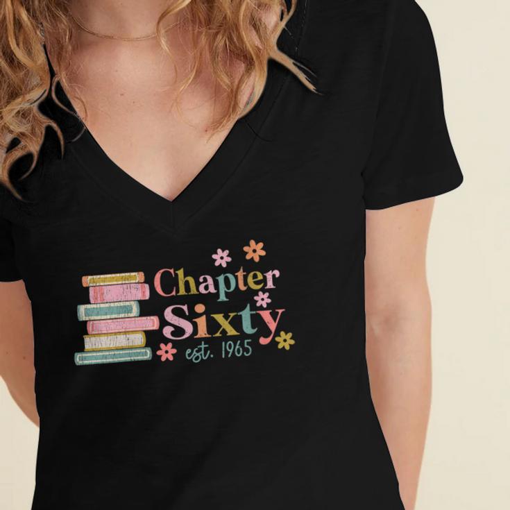 Chapter Sixty 60 Years Old 60th Birthday Book Lover Women's Jersey Short Sleeve Deep V-Neck Tshirt