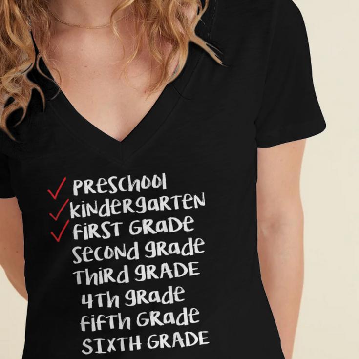 Check Mark End Of Year 1st Grade Shirt-1st Grade Graduation Women's Jersey Short Sleeve Deep V-Neck Tshirt