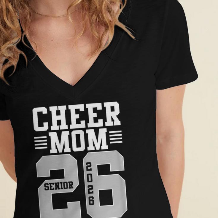 Cheer Mom Senior 2026 Cheerleaders Graduation Mother Women's Jersey Short Sleeve Deep V-Neck Tshirt