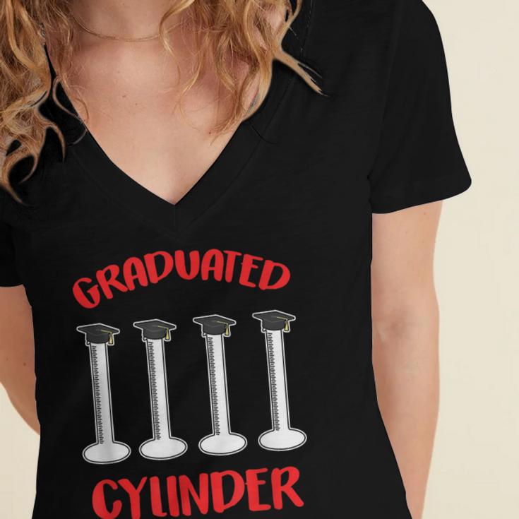 Chemistry Science Joke Graduated Cylinder Graduation T-Shirt Women's Jersey Short Sleeve Deep V-Neck Tshirt