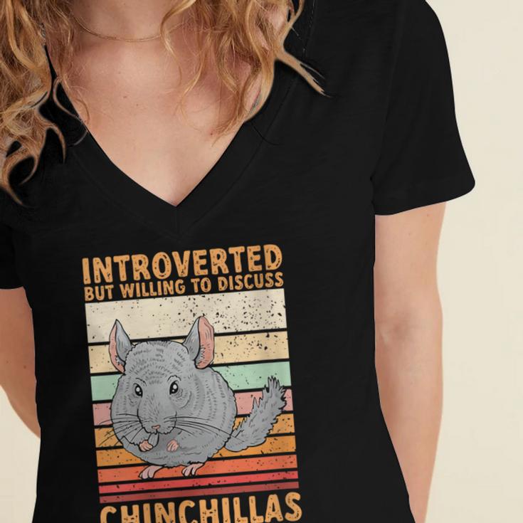Chinchilla Owner Introvert Chinchilla Women's Jersey Short Sleeve Deep V-Neck Tshirt