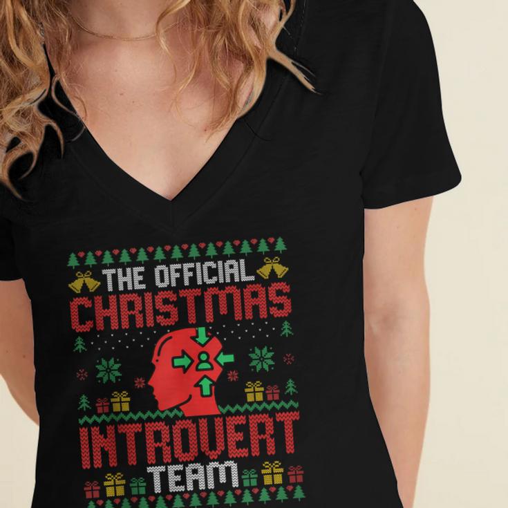 Christmas Introvert Team Introvert Introverted Xmas Women's Jersey Short Sleeve Deep V-Neck Tshirt