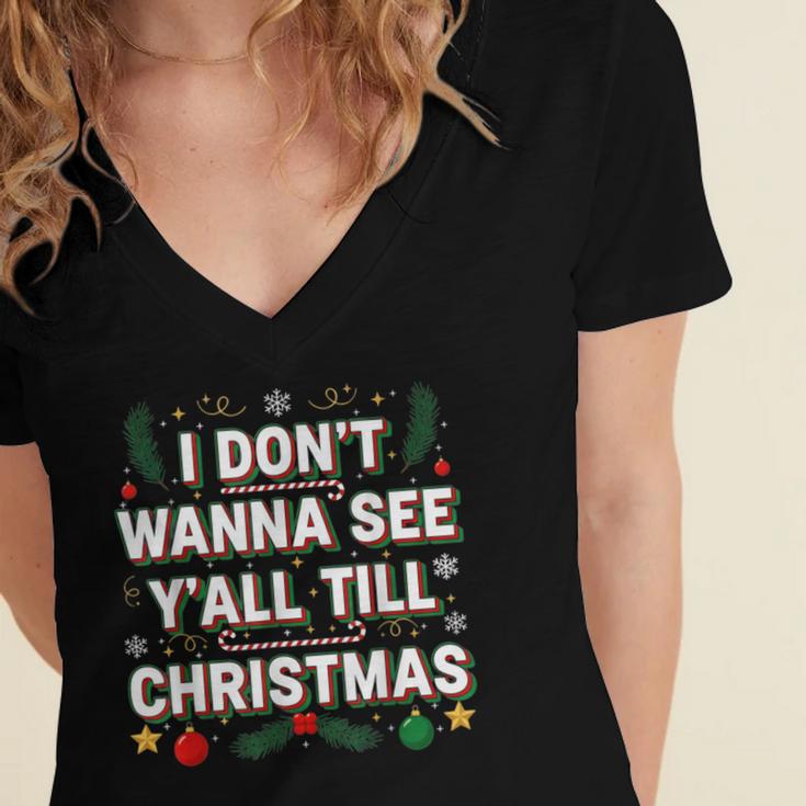 Christmas Sarcastic Introvert Holiday Shirt Women's Jersey Short Sleeve Deep V-Neck Tshirt