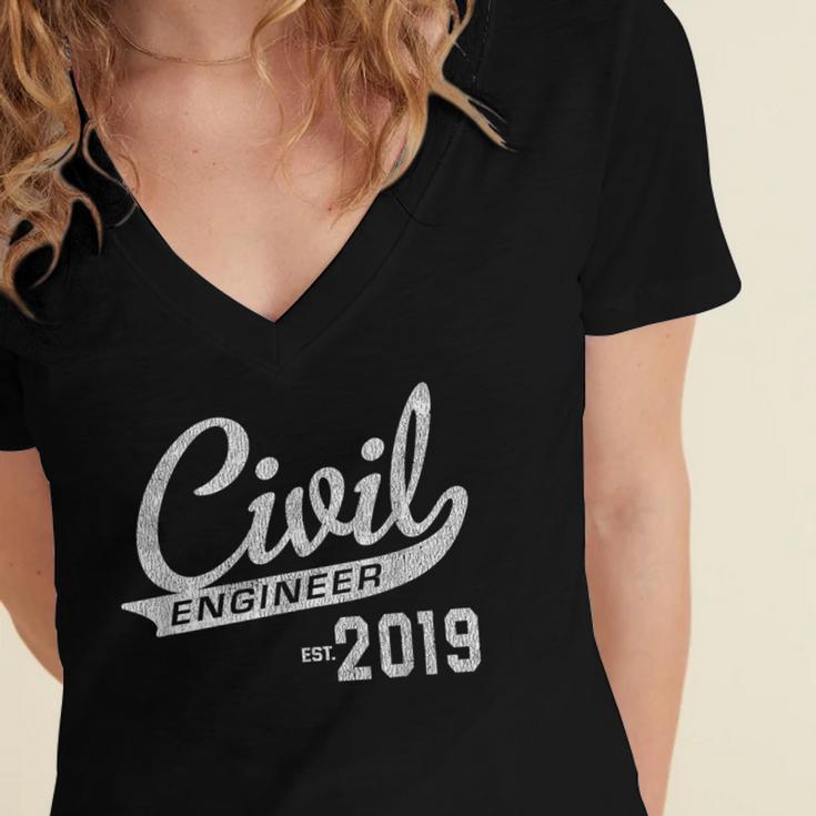 Civil Engineer Est 2019 Graduation Women's Jersey Short Sleeve Deep V-Neck Tshirt