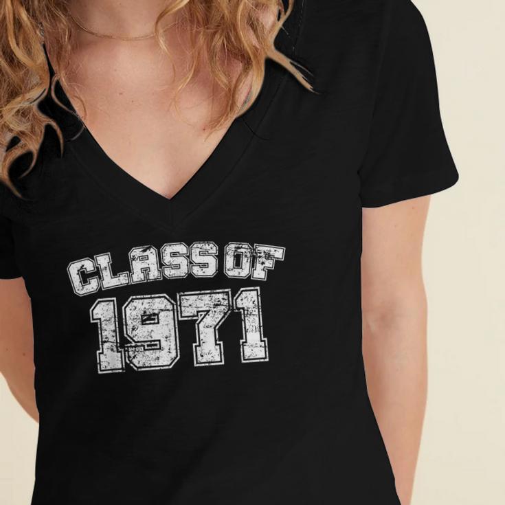 Class Of 1971 71 School Tee Shirt Graduation Class Party Women's Jersey Short Sleeve Deep V-Neck Tshirt