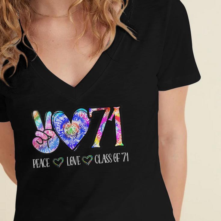 Class Of 1971 Shirt Tie Dye Senior Graduation Class Reunion Women's Jersey Short Sleeve Deep V-Neck Tshirt