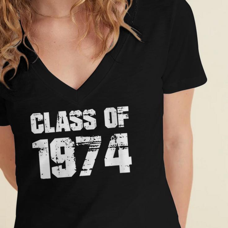 Class Of 1974 High School College Graduation Reunion Women's Jersey Short Sleeve Deep V-Neck Tshirt