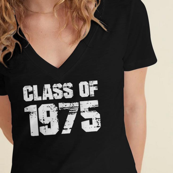 Class Of 1975 Highschool College Graduation Reunion T- Women's Jersey Short Sleeve Deep V-Neck Tshirt