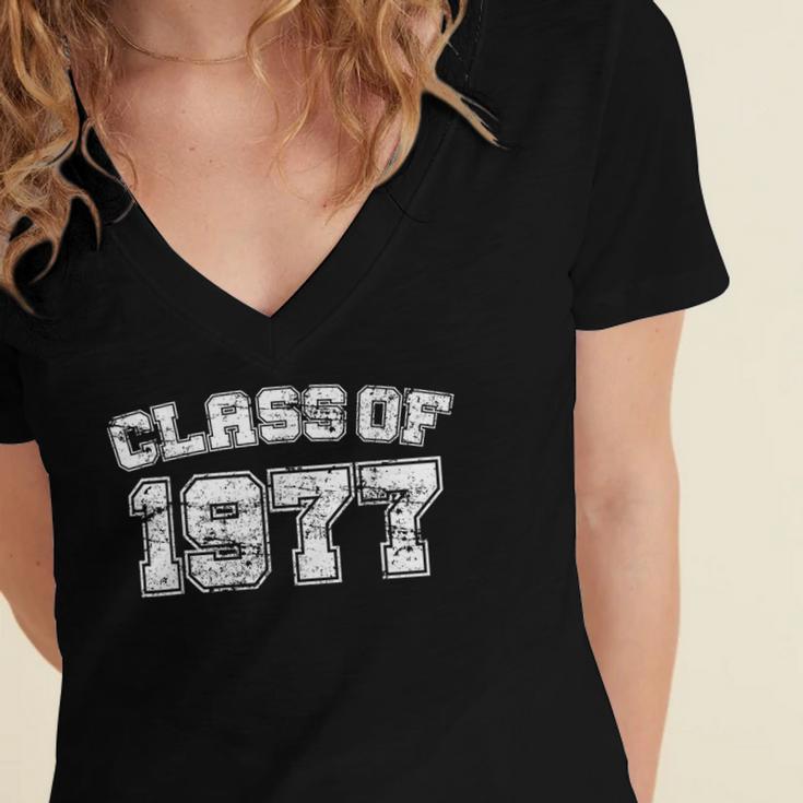 Class Of 1977 77 School Tee Shirt Graduation Class Party Women's Jersey Short Sleeve Deep V-Neck Tshirt