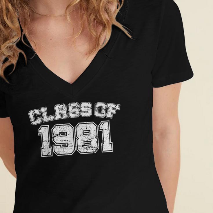 Class Of 1981 School Tee Shirt Graduation Class Party Women's Jersey Short Sleeve Deep V-Neck Tshirt