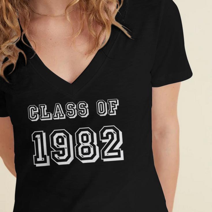 Class Of 1982 82 School Reunion Graduation Party Women's Jersey Short Sleeve Deep V-Neck Tshirt