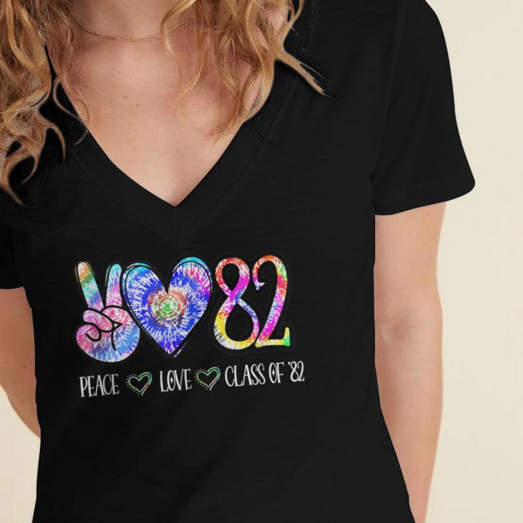 Class Of 1982 Shirt Tie Dye Senior Graduation Class Reunion Women's Jersey Short Sleeve Deep V-Neck Tshirt