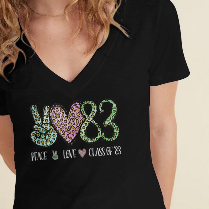 Class Of 1983 Shirt Leopard Senior Graduation Class Reunion Women's Jersey Short Sleeve Deep V-Neck Tshirt