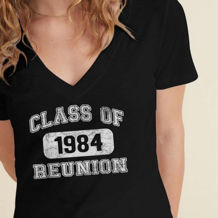 Class Of 1984 Reunion 40th Graduation Classmate Matching Tee Women's Jersey Short Sleeve Deep V-Neck Tshirt