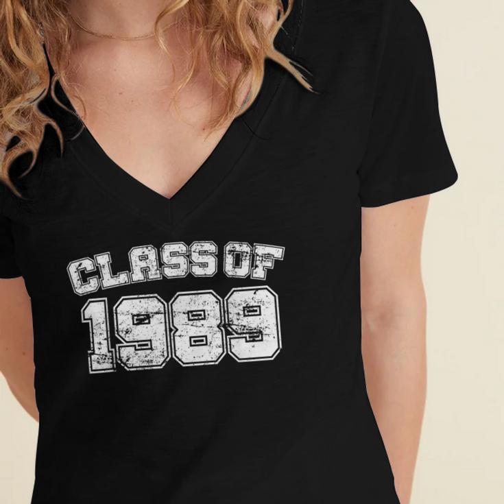 Class Of 1989 89 School Tee Shirt Graduation Class Party Women's Jersey Short Sleeve Deep V-Neck Tshirt