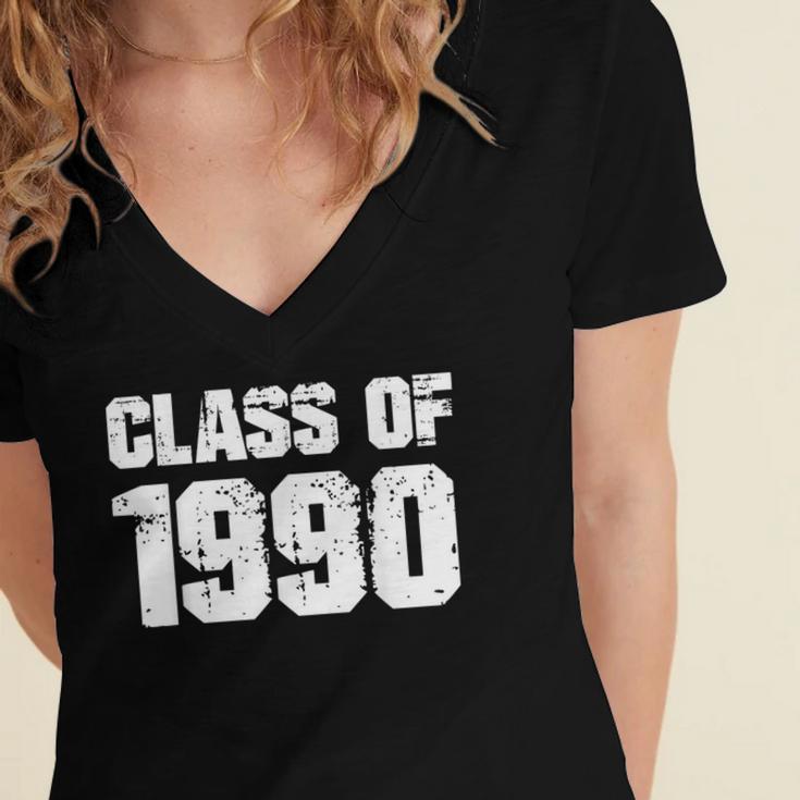 Class Of 1990 High School College Graduation Reunion Women's Jersey Short Sleeve Deep V-Neck Tshirt