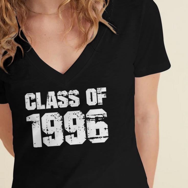 Class Of 1996 High School College Graduation Reunion Women's Jersey Short Sleeve Deep V-Neck Tshirt