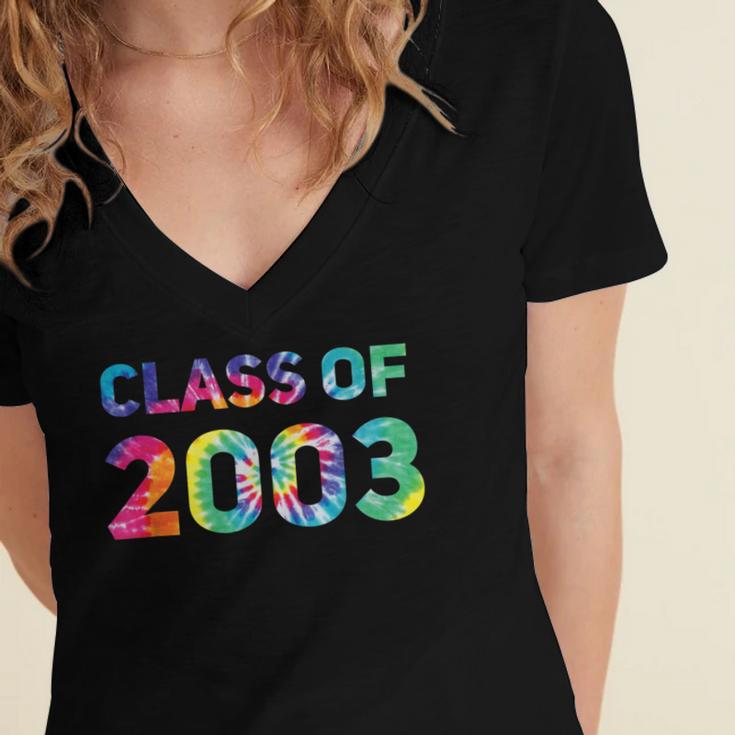 Class Of 2003 School Reunion College Highschool Graduation Women's Jersey Short Sleeve Deep V-Neck Tshirt
