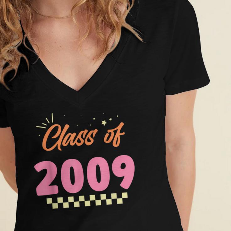 Class Of 2009 Meetup Graduation School Reunion Women's Jersey Short Sleeve Deep V-Neck Tshirt