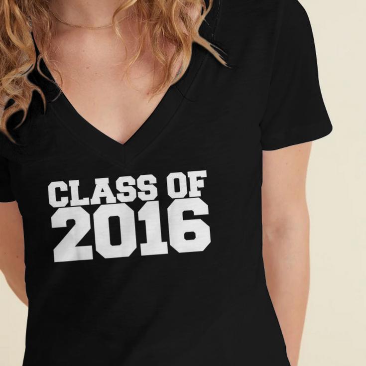 Class Of 2016 Senior Graduation Novelty FashionShirt Top Women's Jersey Short Sleeve Deep V-Neck Tshirt