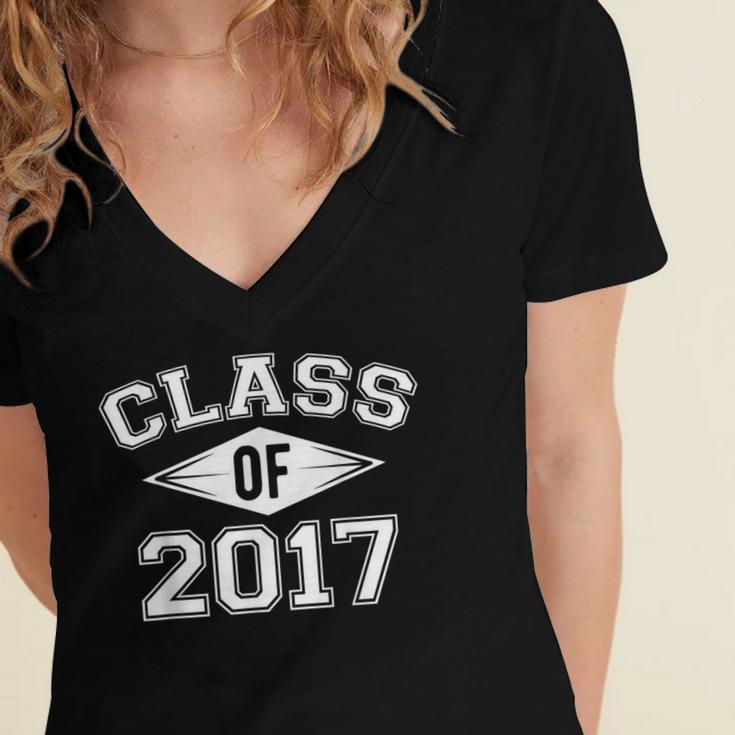 Class Of 2017 Graduation Shirt Senior For Graduates Women's Jersey Short Sleeve Deep V-Neck Tshirt