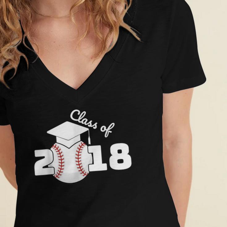 Class Of 2018 Baseball Senior Graduation Shirt Grad Women's Jersey Short Sleeve Deep V-Neck Tshirt