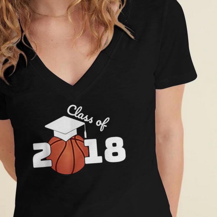 Class Of 2018 Basketball Senior Graduation Shirt Grad Women's Jersey Short Sleeve Deep V-Neck Tshirt