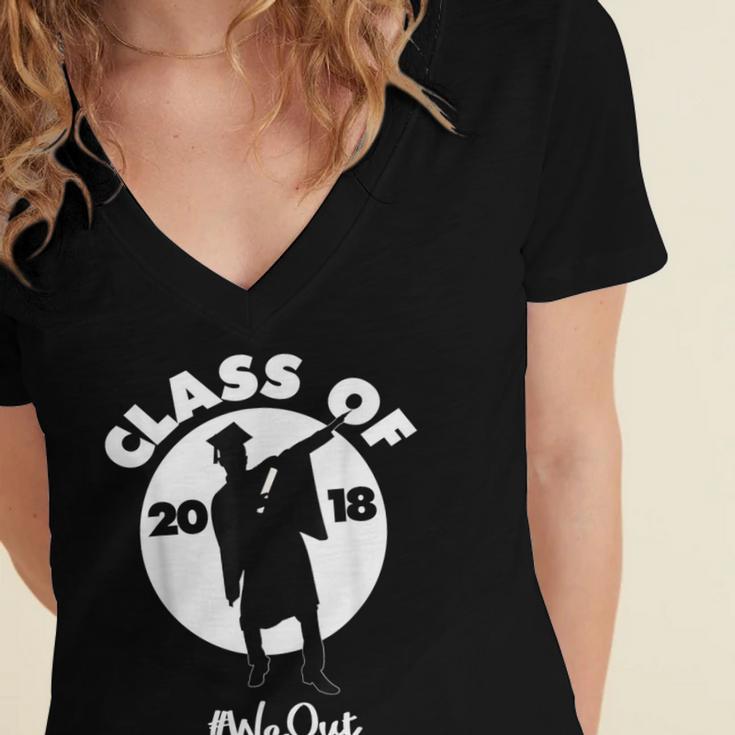 Class Of 2018 Dabbing Graduations Shirt-High School Grad Tee Women's Jersey Short Sleeve Deep V-Neck Tshirt