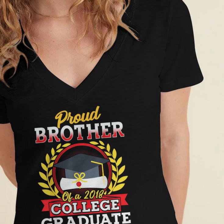 Class Of 2018 Graduation Tshirt For Brother Of Graduate Women's Jersey Short Sleeve Deep V-Neck Tshirt