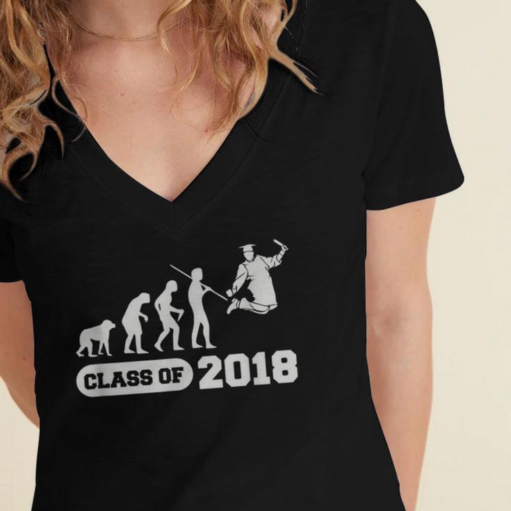 Class Of 2018 Graduation Evolution Women's Jersey Short Sleeve Deep V-Neck Tshirt