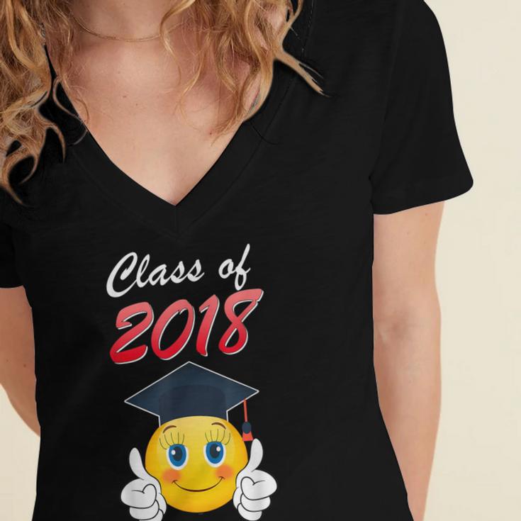 Class Of 2018 Graduation Grad For Her Tee Shirt Women's Jersey Short Sleeve Deep V-Neck Tshirt