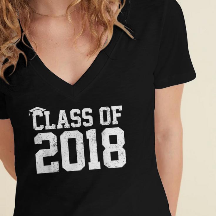 Class Of 2018 Graduation Senior High School College Women's Jersey Short Sleeve Deep V-Neck Tshirt