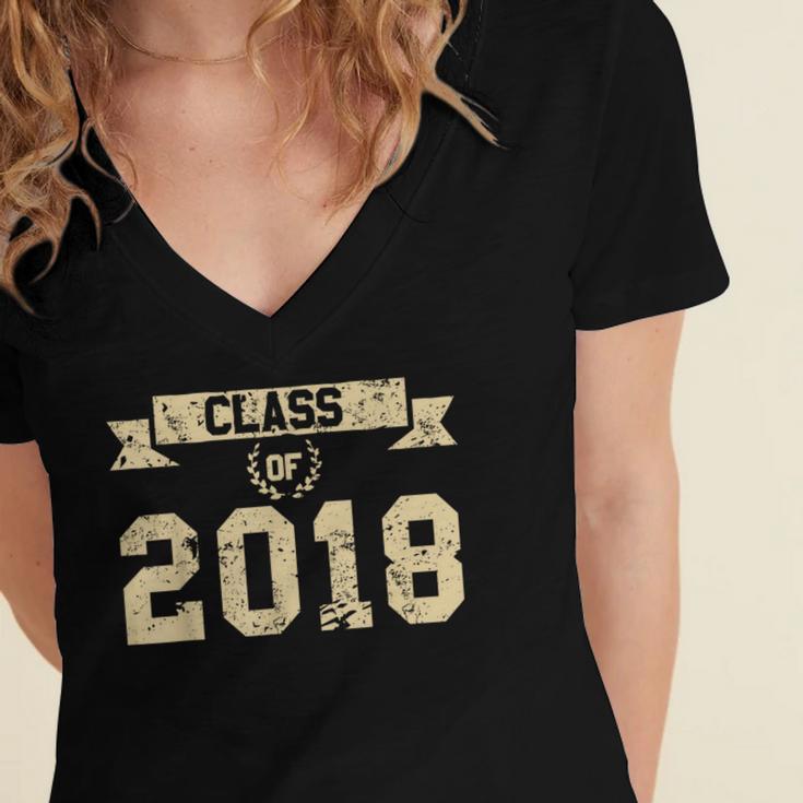 Class Of 2018 T-Shirt For 2018 Graduation Seniors Women's Jersey Short Sleeve Deep V-Neck Tshirt