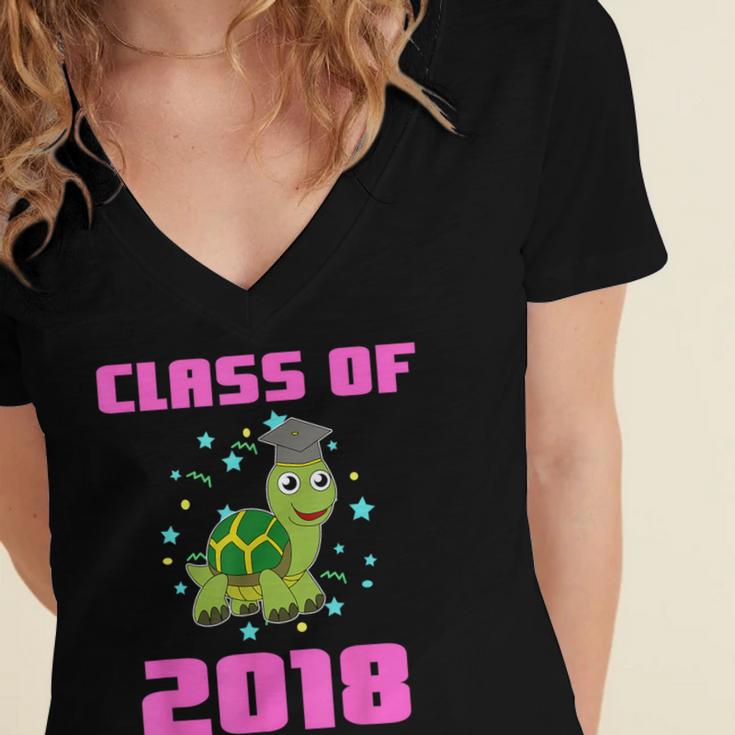 Class Of 2018 Turtle Shirt Graduation Kids Women's Jersey Short Sleeve Deep V-Neck Tshirt