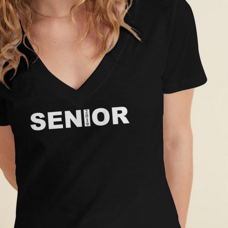 Class Of 2019 Graduation Senior School Student T-Shirt Women's Jersey Short Sleeve Deep V-Neck Tshirt