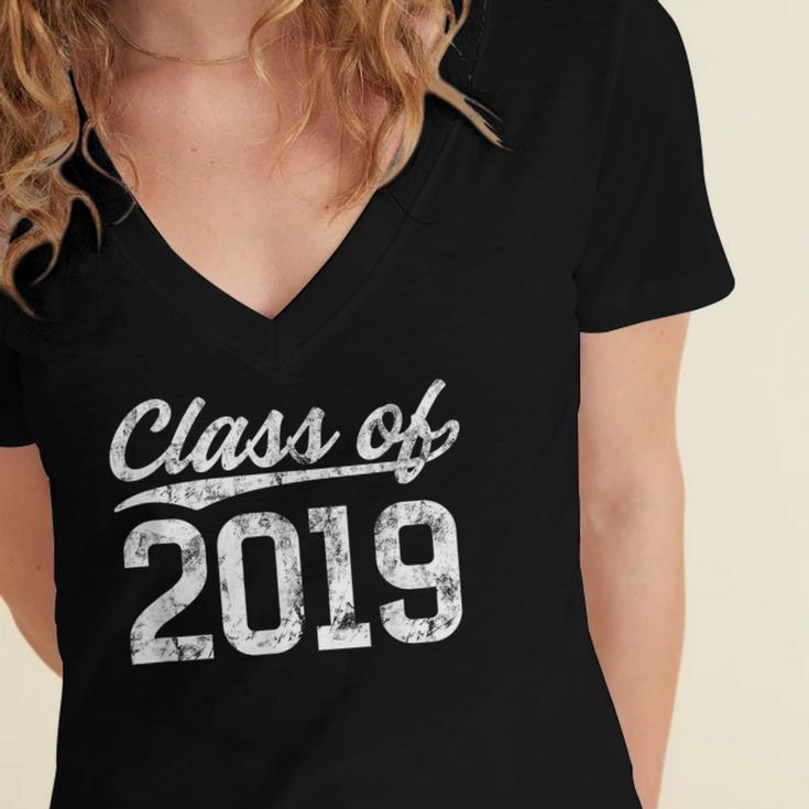 Class Of 2019 Graduation Vintage Senior Tee Women's Jersey Short Sleeve Deep V-Neck Tshirt
