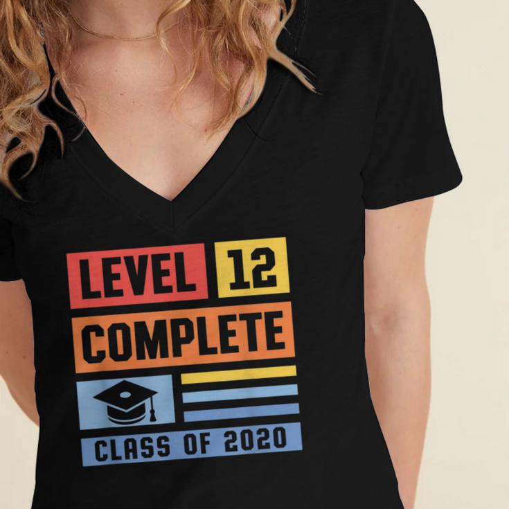 Class Of 2019 Senior High School Graduation Level 12th Grade Women's Jersey Short Sleeve Deep V-Neck Tshirt