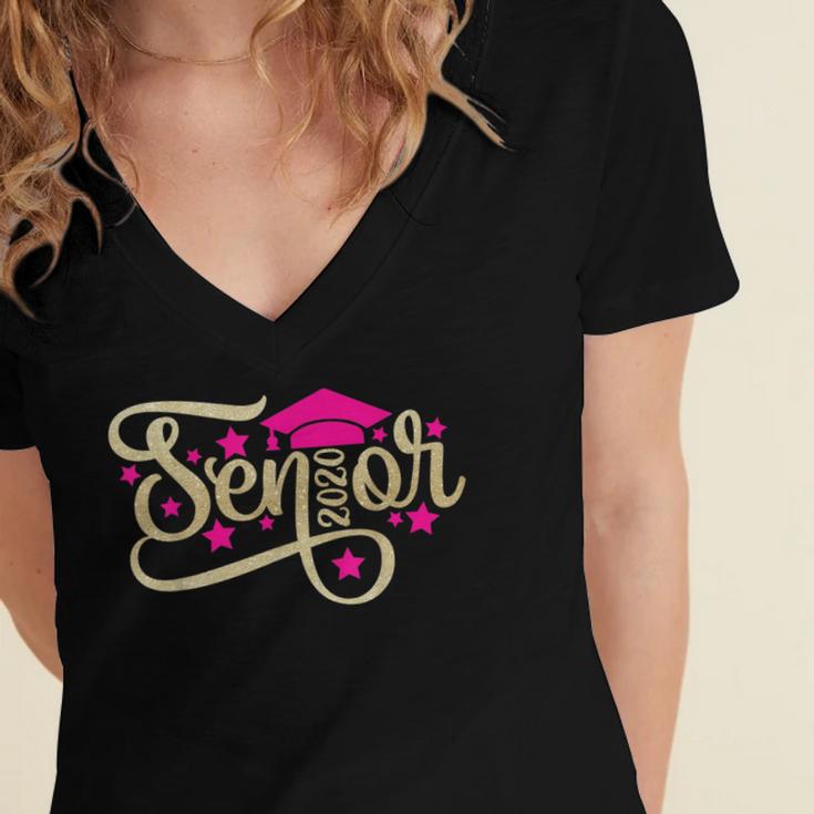 Class Of 2020 Girl Graduation SENIOR Class Of 2020 Women's Jersey Short Sleeve Deep V-Neck Tshirt