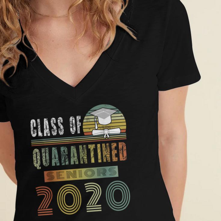 Class Of 2020 Quarantined Seniors Graduation Gift Women's Jersey Short Sleeve Deep V-Neck Tshirt