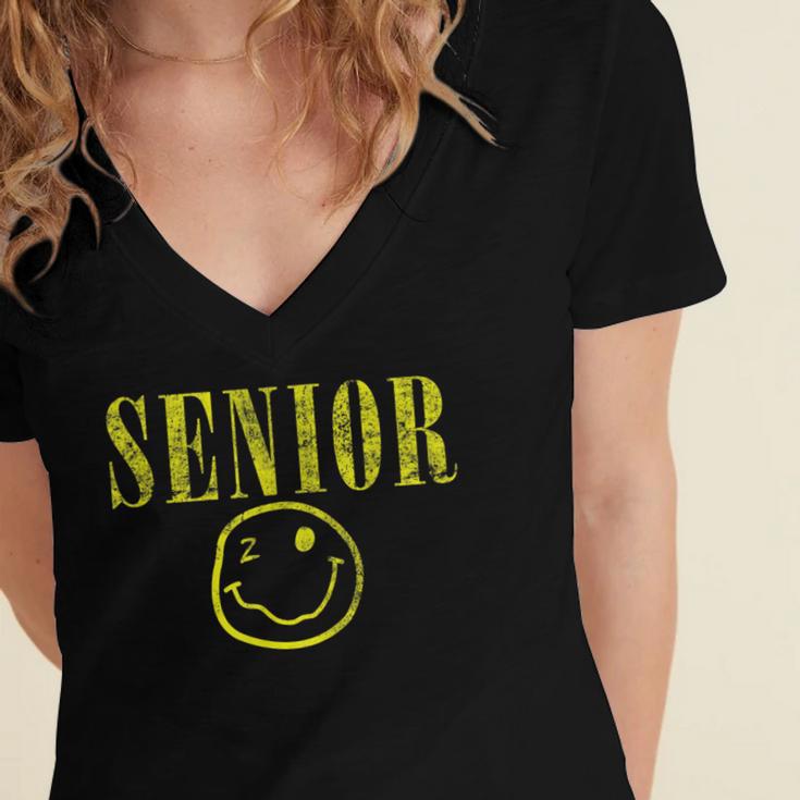 Class Of 2020 Senior 90s Grunge Graduation Women's Jersey Short Sleeve Deep V-Neck Tshirt