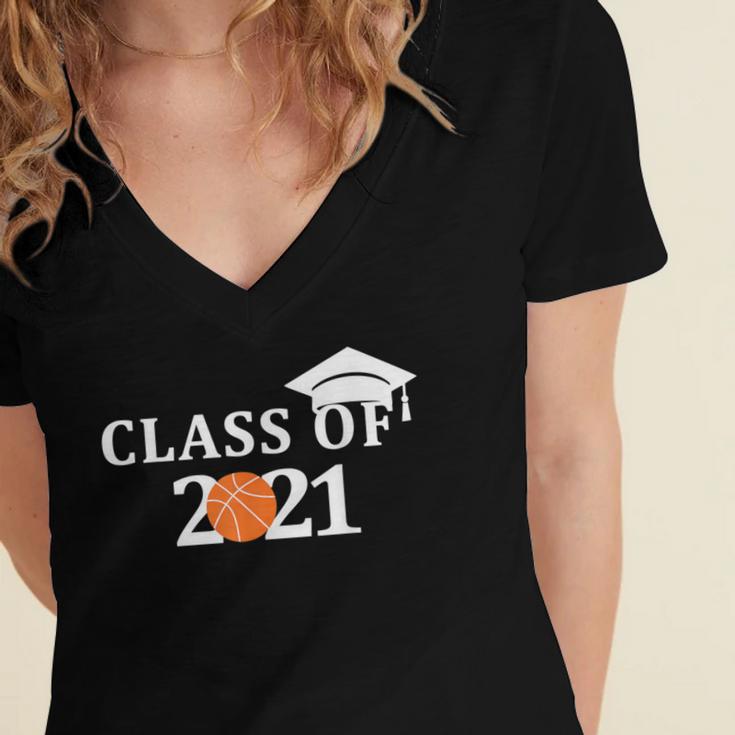 Class Of 2021 Graduation Him Her Basketball Pullover Women's Jersey Short Sleeve Deep V-Neck Tshirt