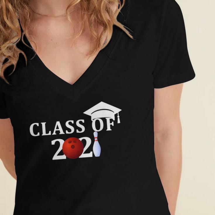 Class Of 2021 Graduation For Him Her Bowling Women's Jersey Short Sleeve Deep V-Neck Tshirt